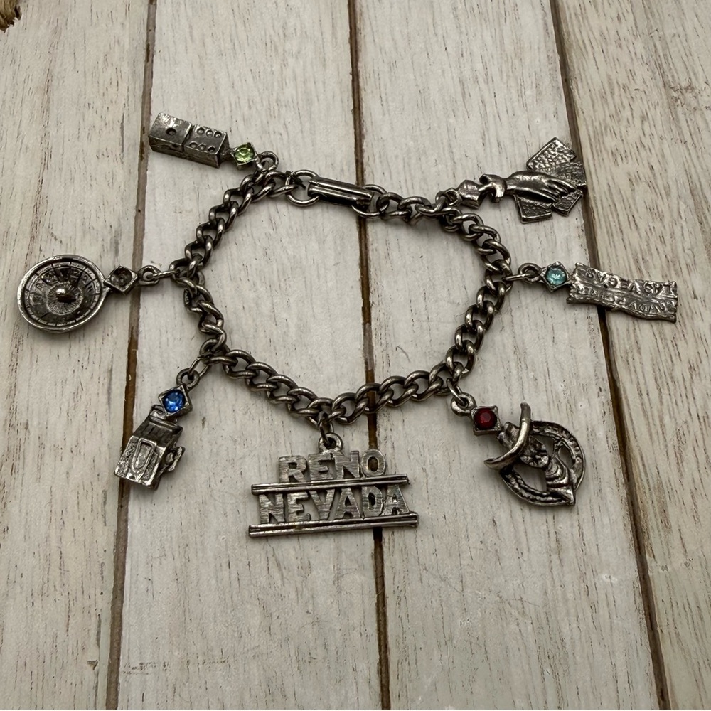 Silver Charm Bracelet with Reno Nevada Charms - Picture 2 of 5